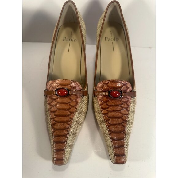 Linea Paolo MERRICK Size 10.5M Beige/Pink/ Flax Weave - Picture 1 of 8